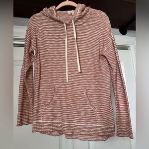 Pink Rose Size Small Lightweight Hooded Sweeter Pinkish Red and White